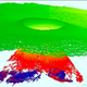 Constructed 3D model showing the crater and underground cavity, the latter of which extends in two different directions.